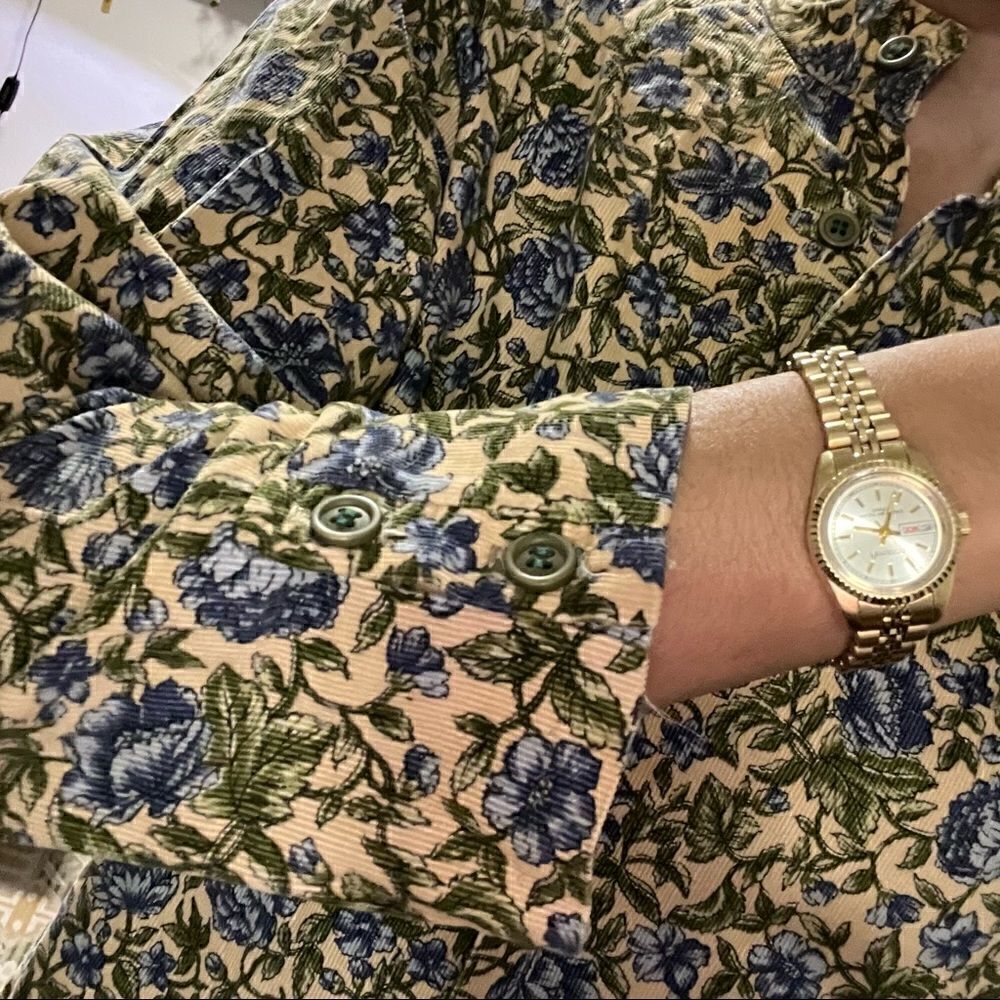 VINTAGE J. Jill Corduroy Floral Button Front Dress - Picture 11 of 14